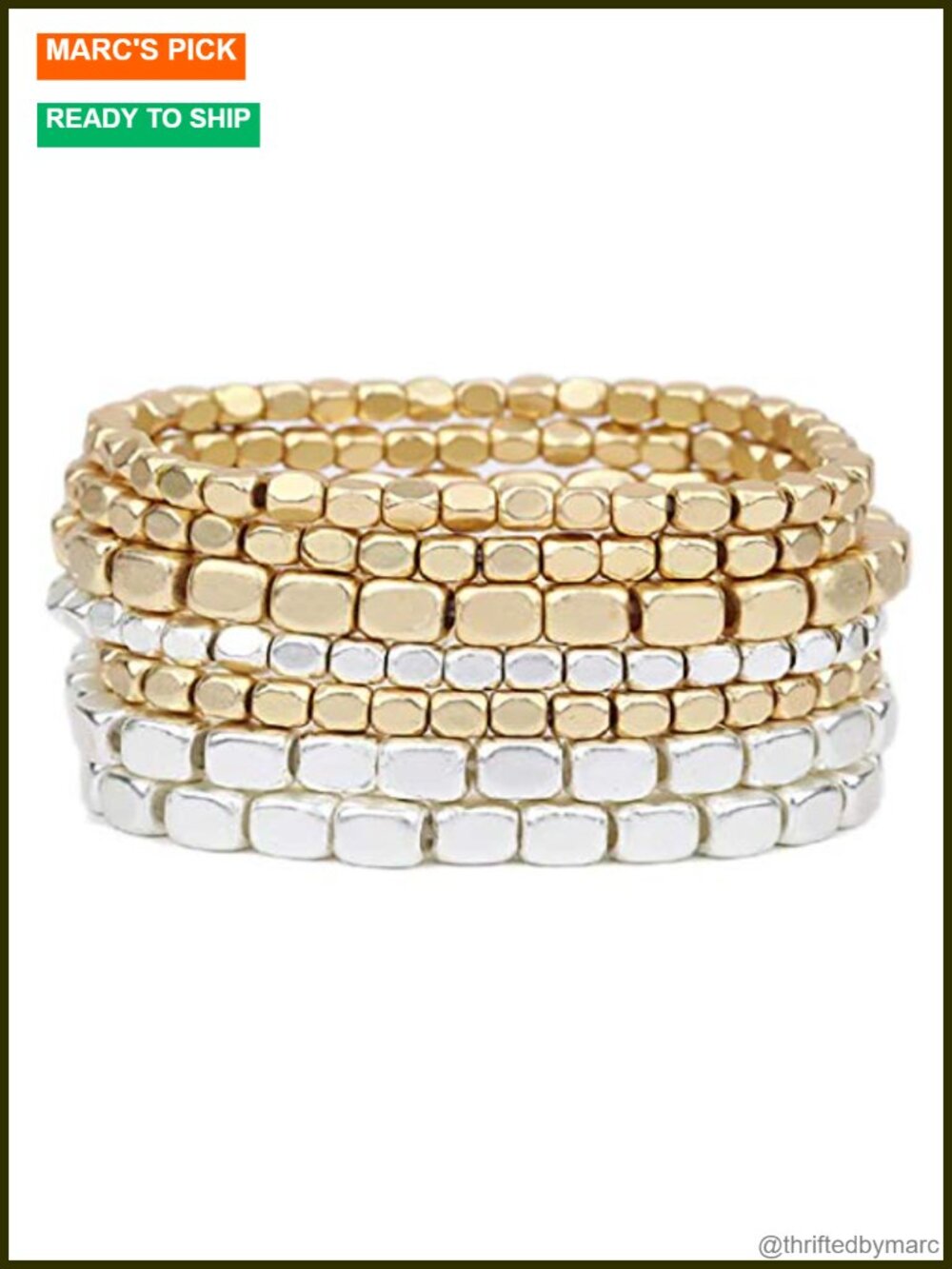 Chunky Beaded Stretch Bracelet Set Stackable Casual Formal